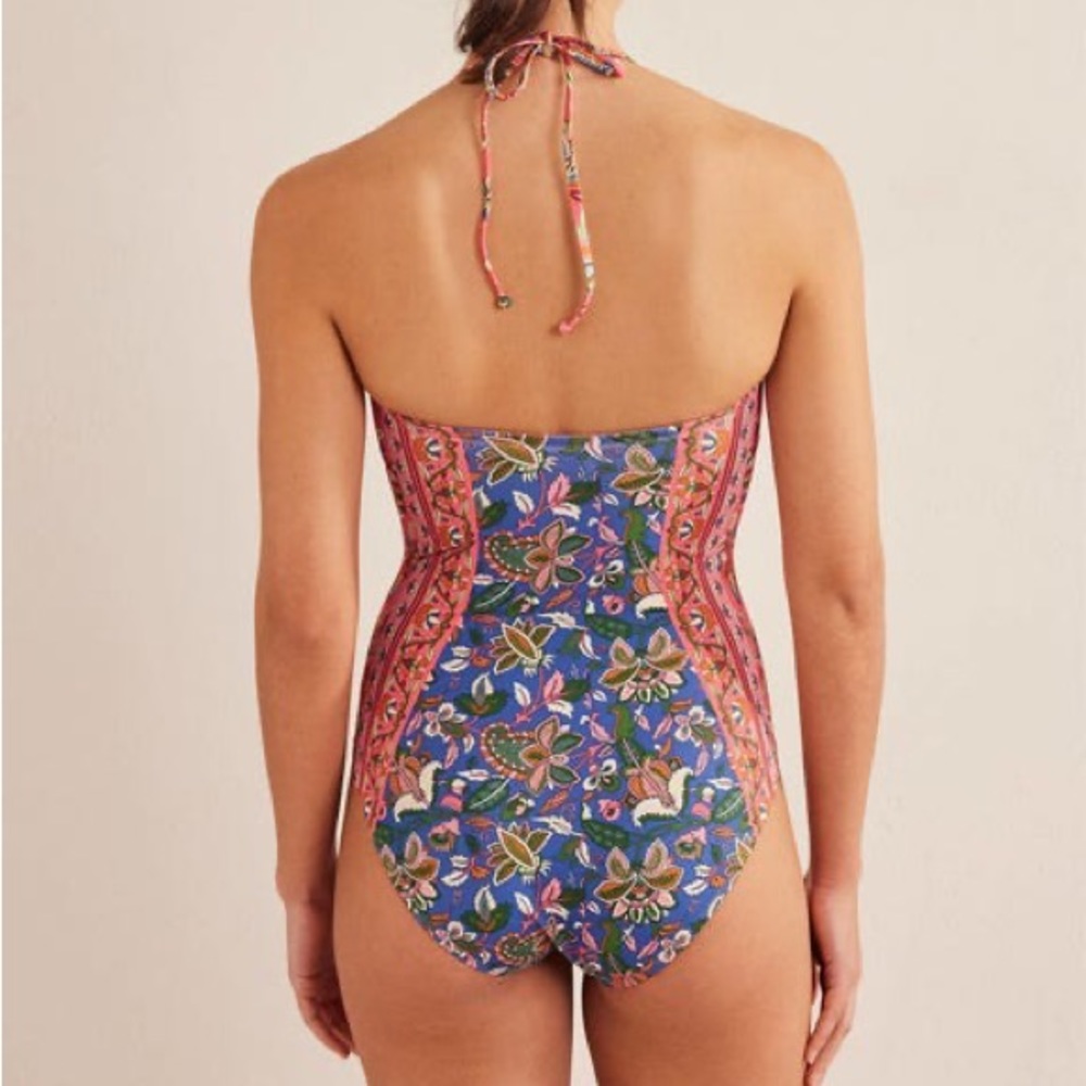 Boden Paisley U-bar Halterneck Swimsuit Sz US 6 - Picture 2 of 4
